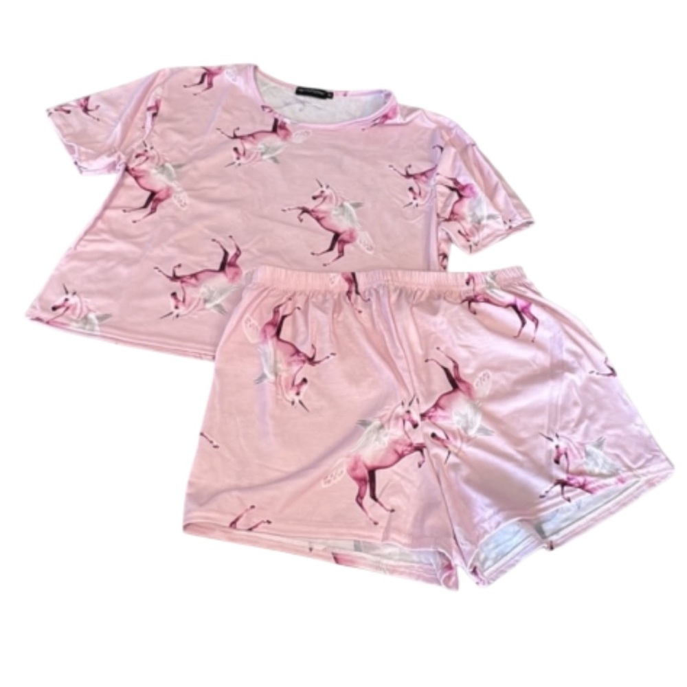 Pretty little thing pink unicorn two-piece set (pink) SMALL/US 6